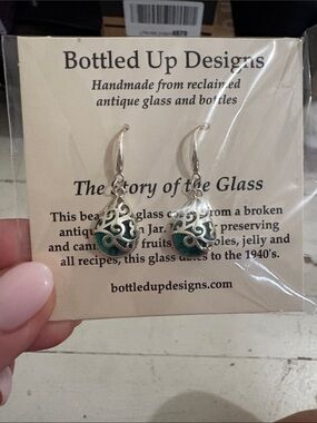 Green Glass Drop Earrings
